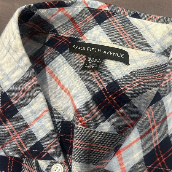 Saks fifth avenue Men's Plaid Shirt - Red, Black, and Cream - Picture 2 of 2